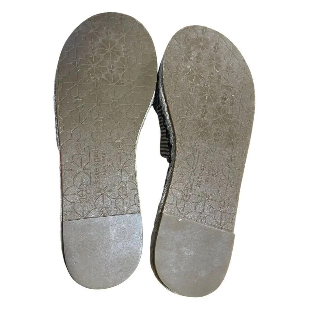 Kate Spade Saltie Shore Espadrille Blue/White Slip On Slide Sandal Sz 5.5B